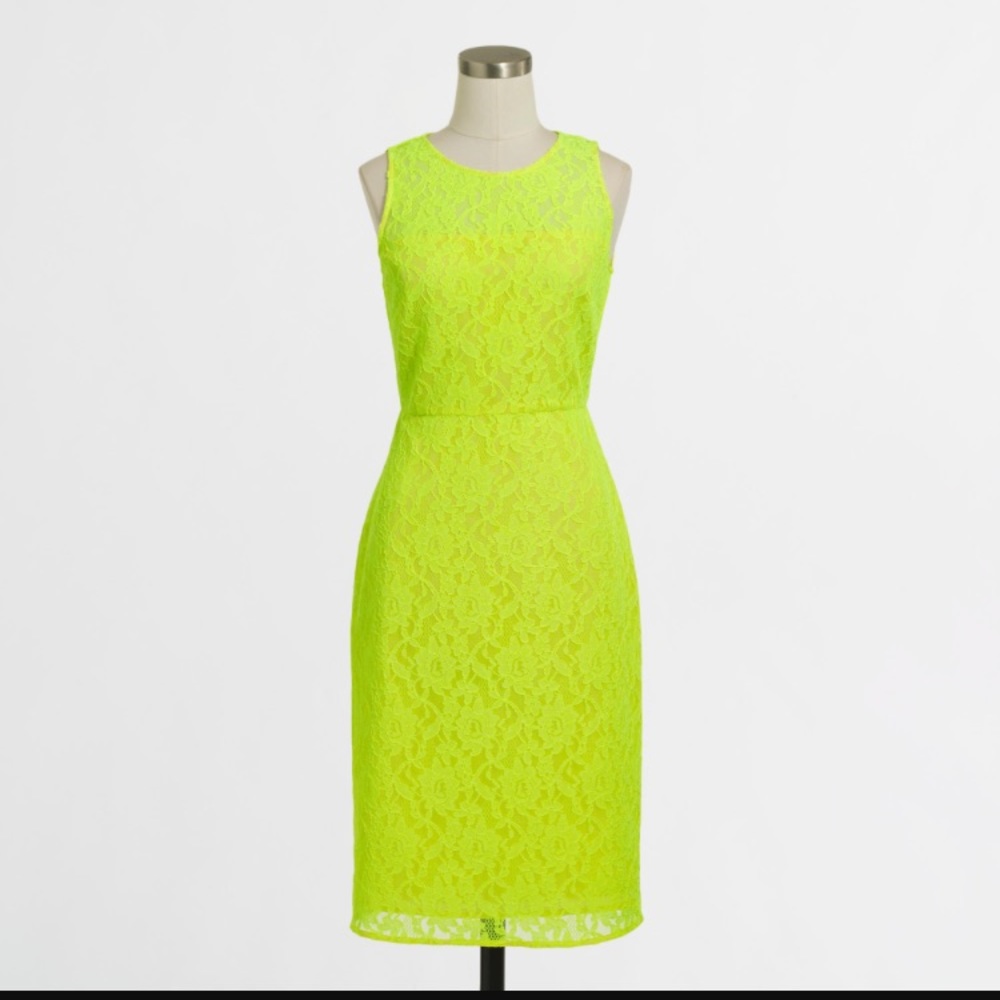 J.Crew bright yellow lace dress size 8 petite